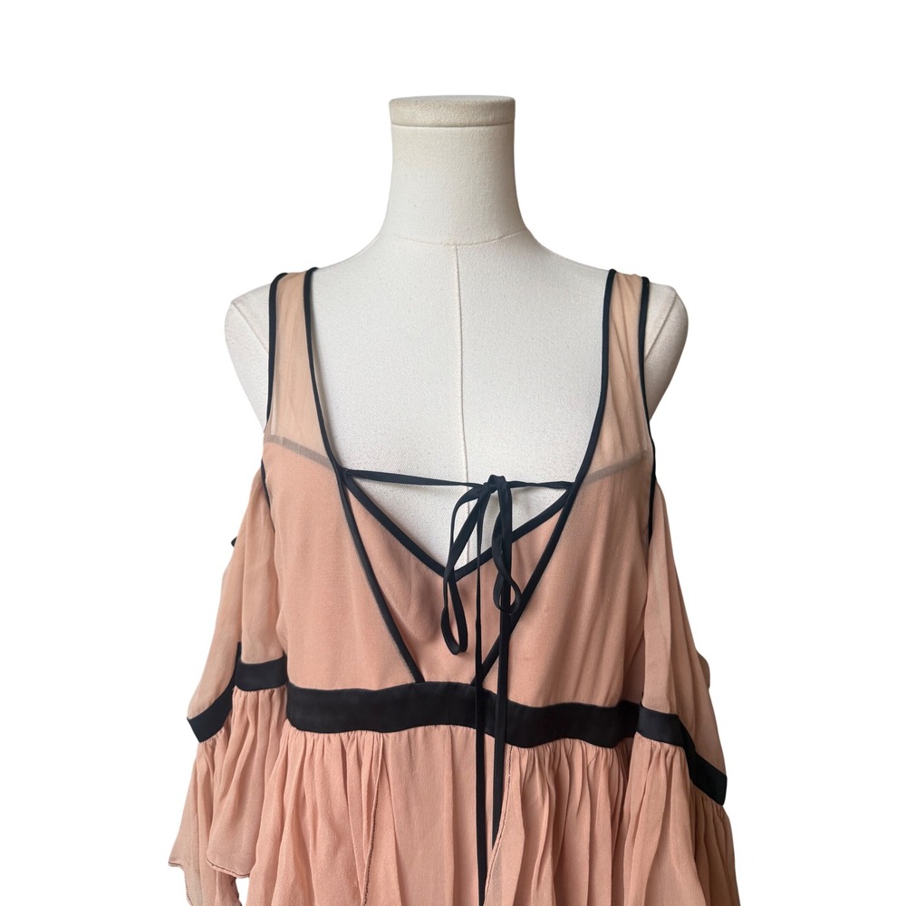 Cinq A Sept Boho Silk Ruffle Dress Size S Chic Statement Maximalist Avant Garde - Picture 5 of 13